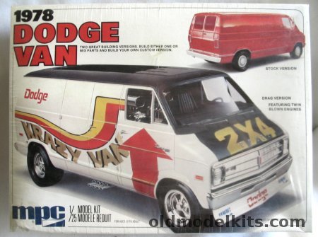 MPC 1/25 1978 Dodge Van - Stock or Drag Racing 'Krazy Van' with Twin Blown Engines, 1-7822 plastic model kit